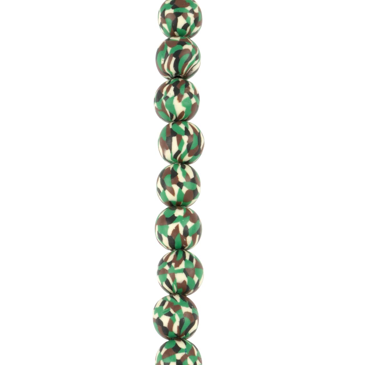 Green Camouflage Clay Round Beads, 9.5mm by Bead Landing™